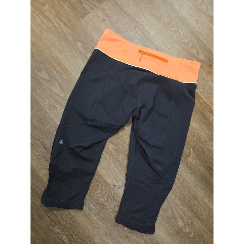 Lululemon Run Fast Free Crop Leggings Reflective Ruffle Trim Black Size 10 - Picture 9 of 10